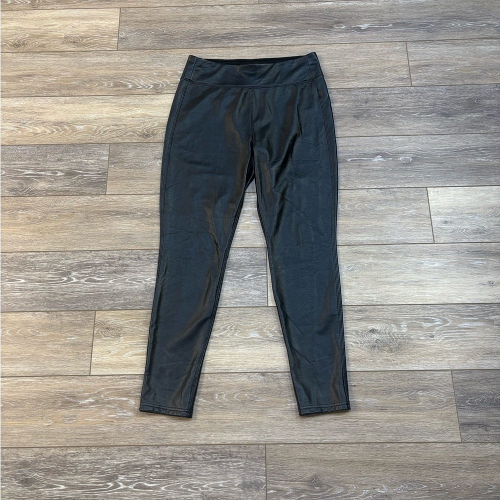 Gap Faux Leather Pants Sz M Black Mid Rise Skinny Pull On Biker Rock Grunge Punk